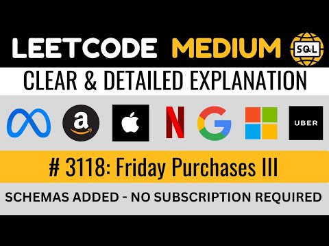Видео: Leetcode MEDIUM 3118 — Концепция рекурсивного CTE в SQL — Пятничные покупки 3 | Ежедневная наука ...