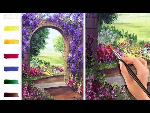 Видео: Глициния.‏ ‎Как‏ ‎нарисовать‏ ‎пейзаж🎨АКРИЛ! ‎Мастер-класс ДЕМО