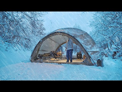Видео: Соло кемпинг в тяжелом снегу с моей собакой . Отдых в горячей палатке . Зимняя АСМР