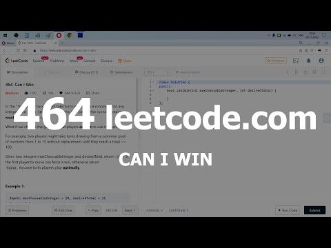 Видео: Разбор задачи 464 leetcode.com Can I Win. Решение на C++