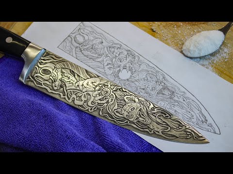 Видео: Как рисовать солью на металле. Простой секрет. Рисунок на ноже