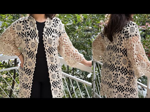 Видео: Очень легко! Очень красиво! Создание кардигана из мотивов крючком #crochet #diy #cardigan