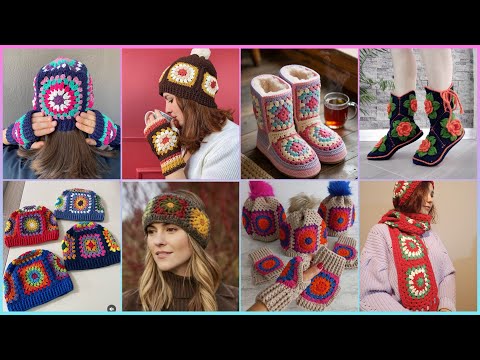 Видео: 🧶 Мастер-класс по вязанию набора «Бабушкин квадрат» | Перчатки без пальцев, шапка, обувь и шарф |...