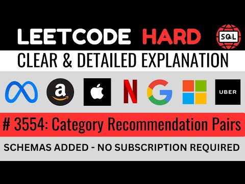 Видео: Leetcode HARD 3554 — Самостоятельное присоединение к AMAZON — Поиск пар рекомендаций по категория...