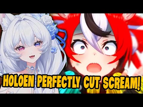 Видео: Юэхо реагирует на идеально вырезанные крики из HoloEN