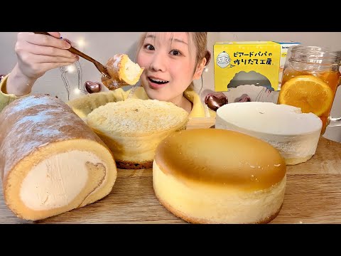 Видео: ASMR Швейцарский рулет и чизкейк【русские субтитры】【Mukbang/ Eating Sounds】