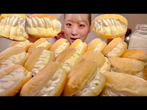 Видео: ASMR пончики с начинкой из крема【русские субтитры】【Mukbang/ Eating Sounds】