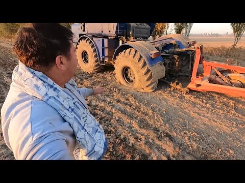 Видео: СПУСТИЛО КОЛЕСО и ПОЛОМАЛАСЬ АВТОНОМКА в СТЕПИ | Трактор К-700 с кабиной Renault Magnum