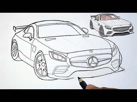 Видео: Как нарисовать Mercedes-AMG GT 🔥 Шаг за шагом || Урок рисования карандашом автомобиля Mercedes