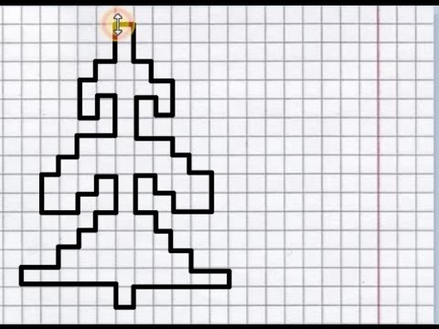 Видео: Ель (графический диктант по клеточкам), рисуем по клеточкам ёлку