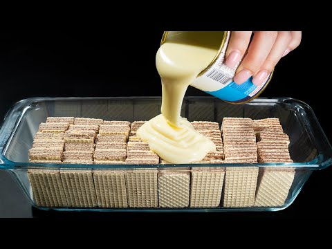 Видео: Этот торт за 2 минуты заслуживает Оскара! Смешайте сгущенку и шоколадные вафли!