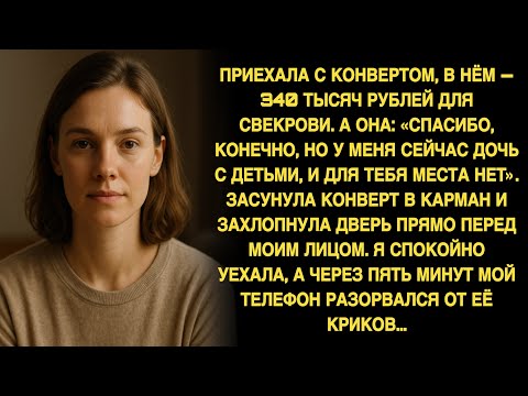 Видео: Свекровь взяла конверт и захлопнула дверь, потому что “для меня места нет”. Но потом мой телефон...