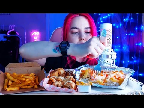 Видео: Додо пицца мукбанг/паста с креветками, картофель из печи и кремобоны мукбанг/еда на камеру mukbang