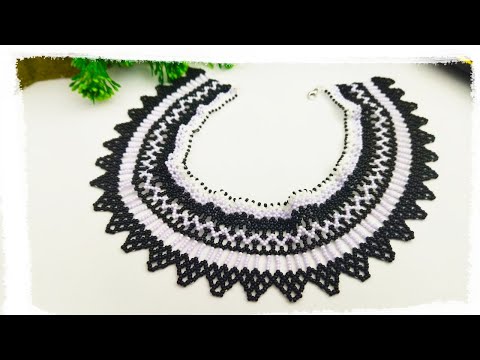 Видео: DIY ШИРОКОЕ КОЛЬЕ ИЗ БИСЕРА