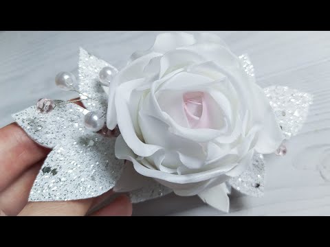 Видео: Нежная заколка с розой. Мастер класс