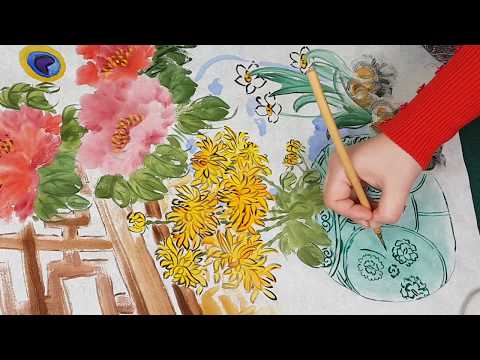 Видео: Как рисовать Натюрморт "Цветы в вазе" урок How to draw Still Life "Flowers in a Vase" 꽃 그림 그리기