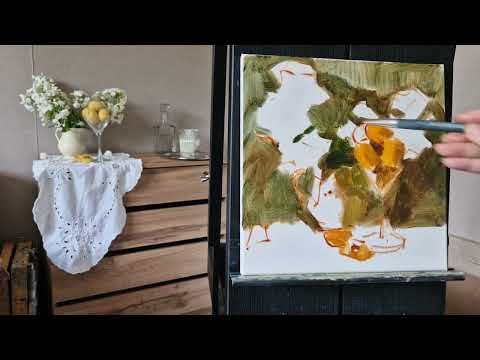 Видео: Абрикосы и флоксы. Этюд без сокращений и монтажа. Живопись маслом.