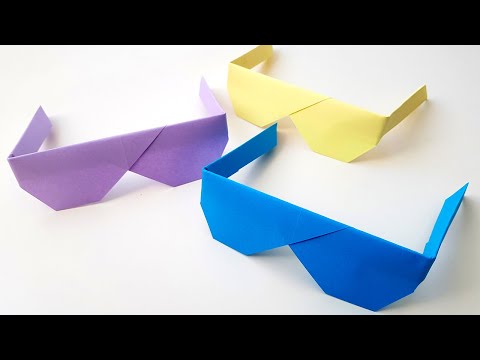 Видео: Очки ОРИГАМИ Как сделать Очки из бумаги Простые поделки из бумаги Origami Paper Sunglasses 折纸的太阳镜