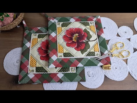 Видео: 🧵🪡МК Прихватки с очень красивым уголком! Уголок на скатерть!  Для начинающих! 🧵  #рукоделие #шитье