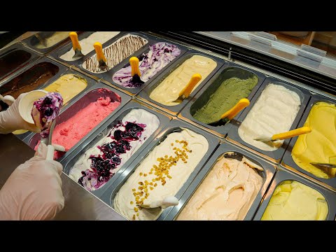 Видео: Жевательное мороженое Gelato со свежими фруктами | Корейская уличная еда