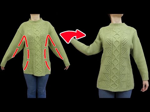 Видео: Хороший швейный трюк, позволяющий уменьшить размер свитера и добиться идеальной посадки!