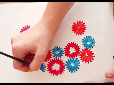 Видео: Мастер класс по петриковской росписи. Кисточка, ромашки, переходной мазок. Drawing lessons.