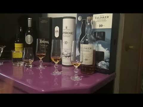 Видео: Сравнение LAGAVULIN 16 & ARDBEG 10 & LAPHROAIG 10 & TALISKER 10. Виски обзор!!!