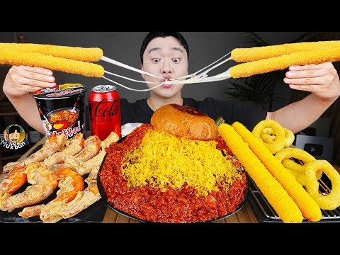 Видео: ASMR MUKBANG | гамбургер, Сырная палочка, Огненная лапша, хотдог рецепт блюда принимать пищу
