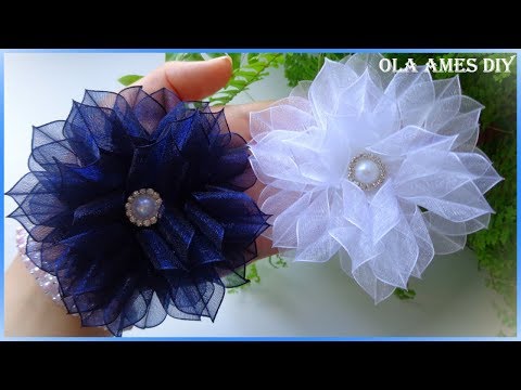 Видео: Цветы из органзы 1,5 см/ Канзаши/ Organza Ribbon Flower/ Kanzashi/ Flores de fitas Ola ameS DIY