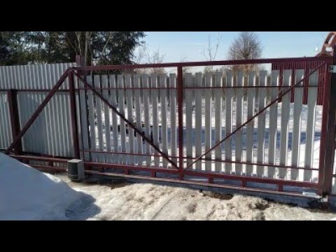 Видео: Откатные ворота на столбах для забора без фундамента Sliding gates on posts without foundations