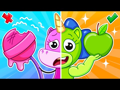 Видео: Конфеты или Фрукты?! | Уимся Есть Полезную Еду 🍭🍎 | Крошка Мими🦄
