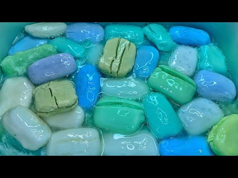 Видео: ASMR 🩵 Leftover soap 💚 Soaked Soap 🤍 АСМР Сине-зелено-белые обмылки #asmr