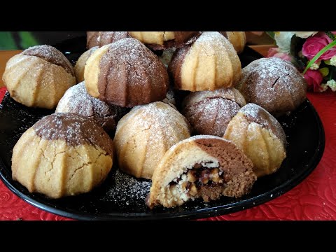 Видео: Песочное печенье с ореховой начинкой.