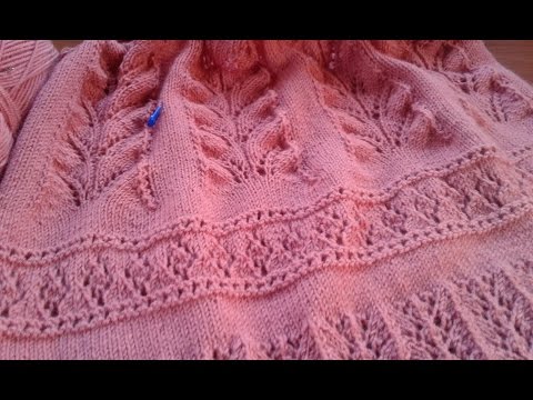 Видео: Ажурное платье спицами. Часть 11. Имитация вшивного рукава.