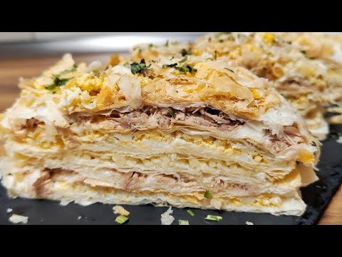 Видео: "НЕнаполеон" 🐟 Рыбный тортик из консервы. Из слоёного теста. Быстро просто и очень вкусно