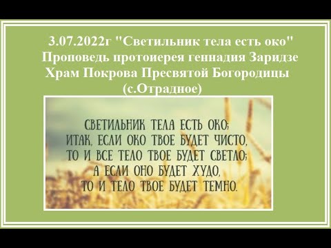 Видео: 3.07.2022г "Светильник тела есть око" Проповедь протоиерея Геннадия Заридзе