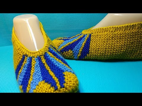 Видео: #719 Красивые и уютные следки для дома / тапочки частичным вязанием