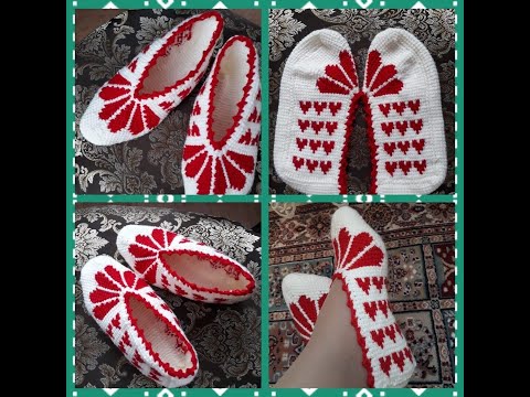 Видео: Тапочки-следочки "Валентинки".