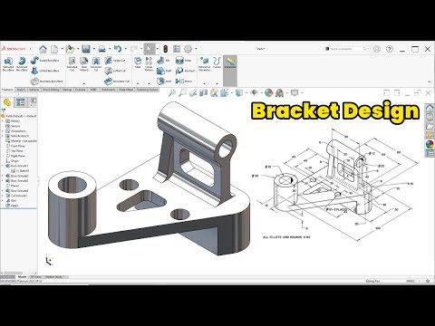 Видео: Руководство SolidWorks – Спроектируйте сложный кронштейн с скруглениями и ребрами