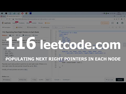 Видео: Разбор задачи 116 leetcode.com Populating Next Right Pointers in Each Node. Решение на C++