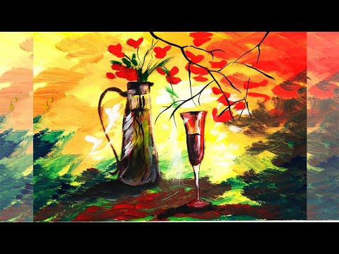 Видео: Как нарисовать натюрморт гуашью. Как нарисовать осень. Интерьерная картина осень. Осень в интерьере.