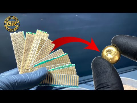 Видео: Извлечение золота из высококачественных электронных золотых пальцев |
