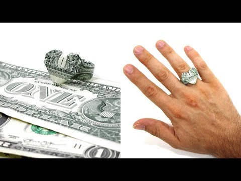 Видео: Оригами Долларовая купюра Кольцо-сердце ❤️ (Джоди Фукумото) День святого Валентина