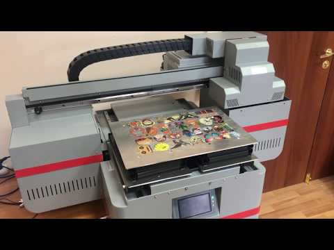 Видео: УФ принтер FS-А4030UV Rotax печать клипартов с лакировкой на металле