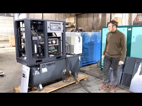 Видео: Обзор сборки для лазерной резки: винтовой компрессор IronMac 15 кВт на ресивере с осушителем