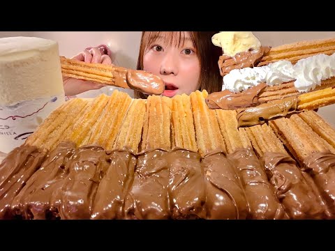 Видео: ASMR шоколадные чуррос【русские субтитры】【Mukbang/ Eating Sounds】