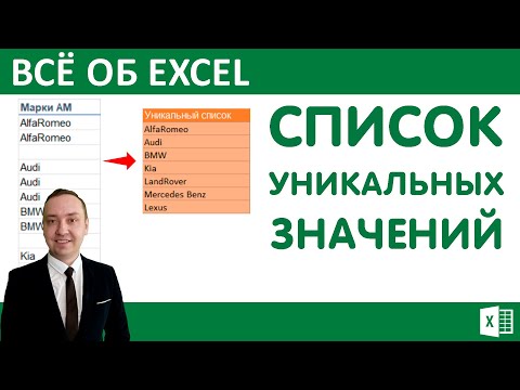 Видео: Список уникальных значений в Excel.