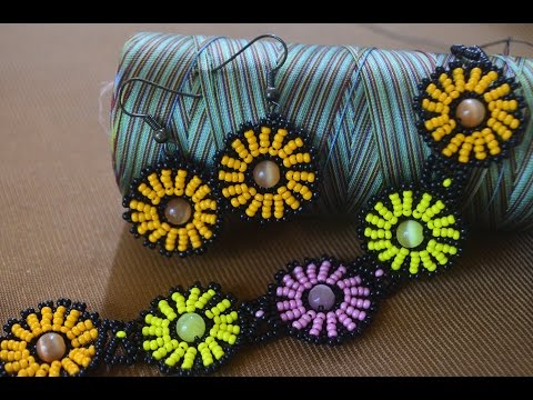 Видео: Браслет и серьги из бисера "Нинель". Бисероплетение.  Мастер класс