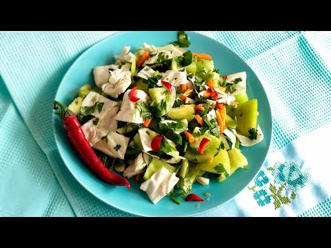 Видео: Маринованный салат из зеленых помидоров с овощами на зиму. Без стерилизации.