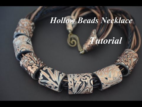 Видео: DIY polymer clay hollow cylinder beads necklace Fimo tutorial колье из полимерной глины collier